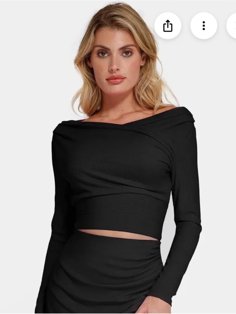 Black Off-Shoulder Long Sleeve Crop Top